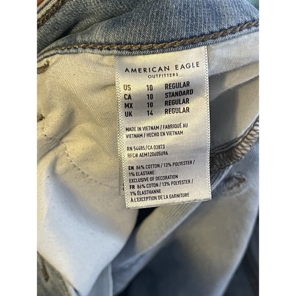 American Eagle Women's Skinny Jeans Light Wash Stretch Denim Size 10 - Picture 7 of 9